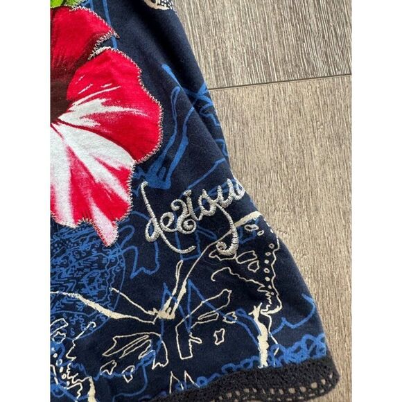 Desigual Y2K Blue Butterfly Floral Dress Women's Small Fairycore - Picture 8 of 9